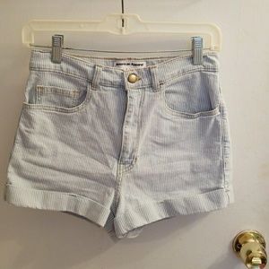 Denim high waisted cuff shorts with  Stripes